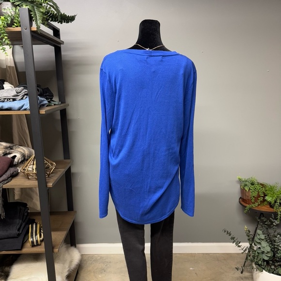 Lauren Ralph Lauren royal blue v neck sweater modal silk blend womens large - Picture 4 of 7